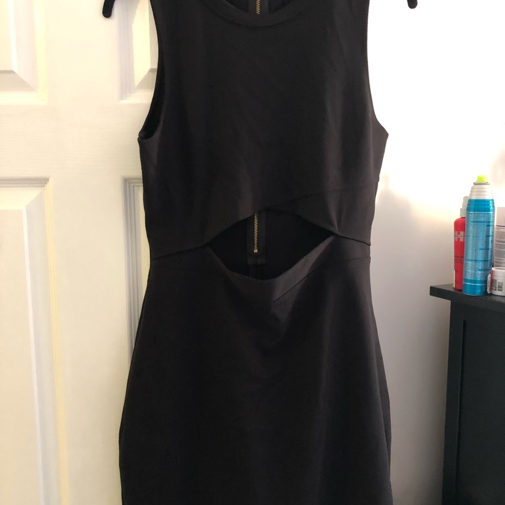 Black dress with front cut-out